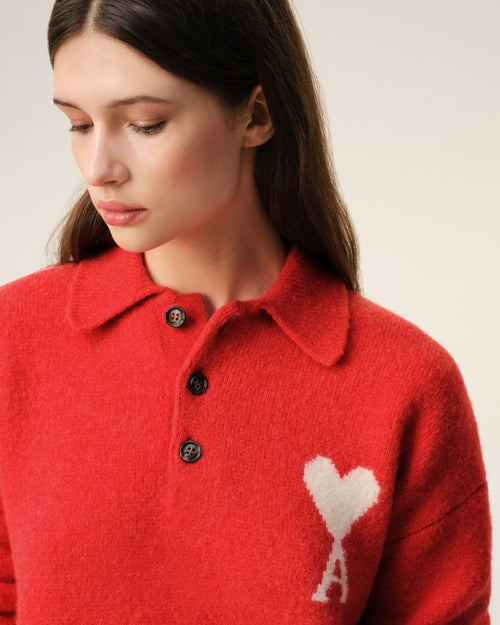 Brown Red Ami De Coeur Polo - 10 - Ami Paris