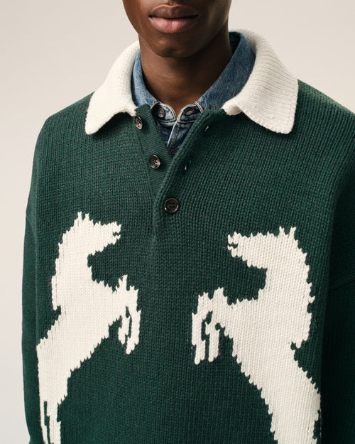 Green Wool Polo - 4 - Ami Paris