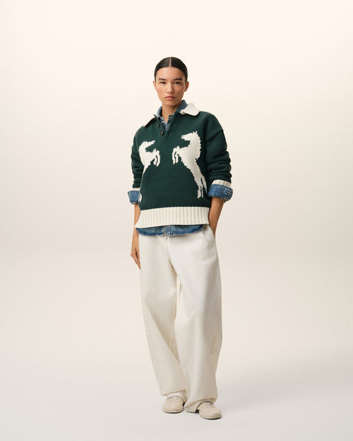                             Green Wool Polo - 3                         - Ami Paris