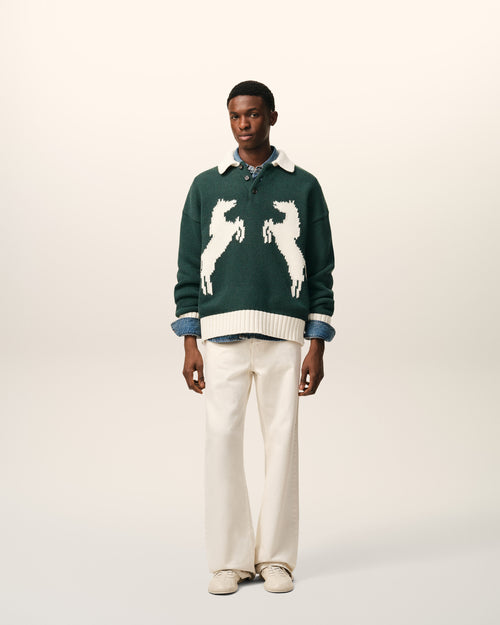 Green Wool Polo - 1 - Ami Paris