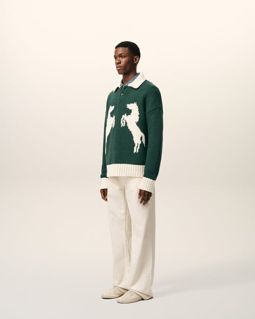 Green Wool Polo - 6 - Ami Paris