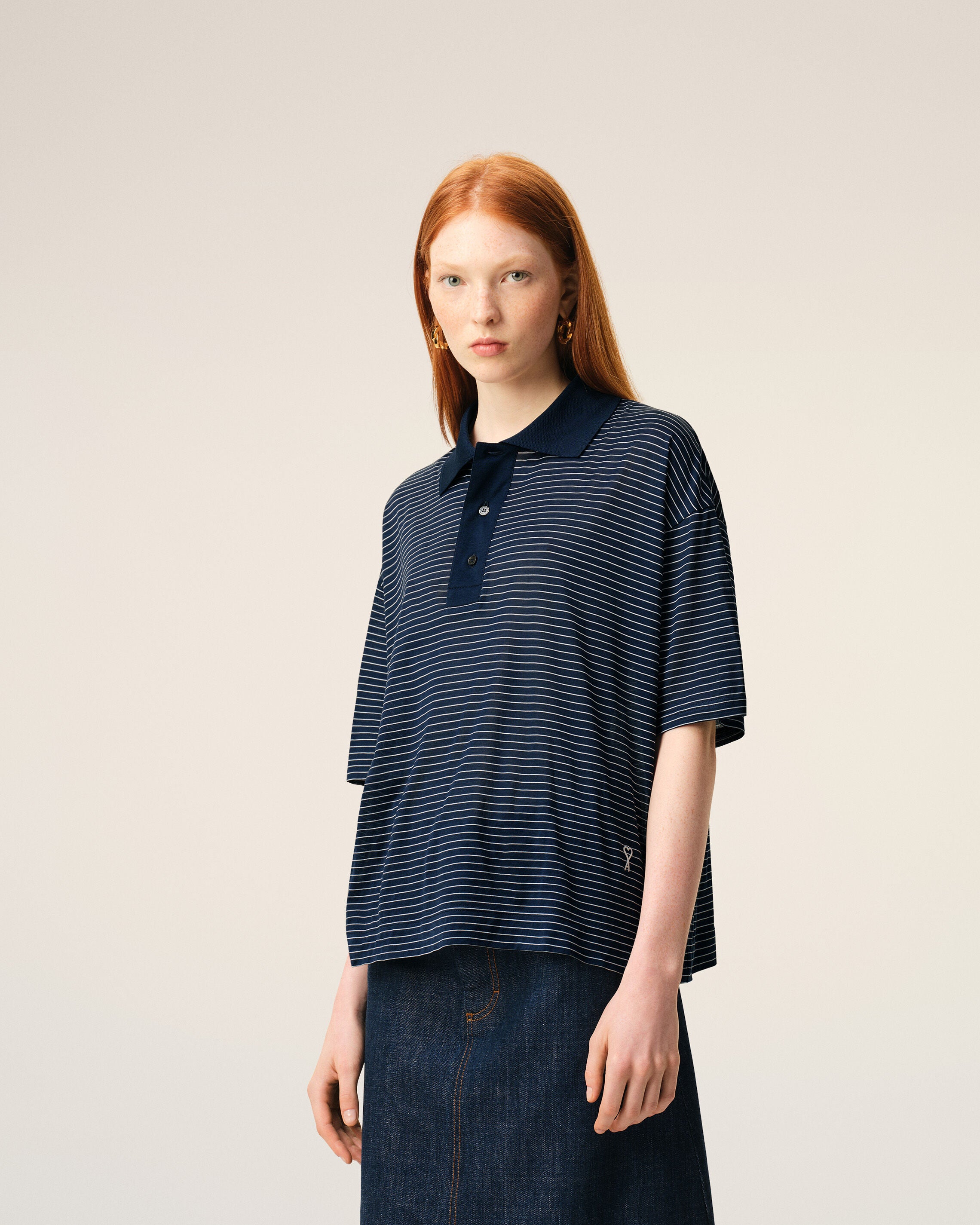 Blue Cotton Striped Ami De Coeur Polo - 9