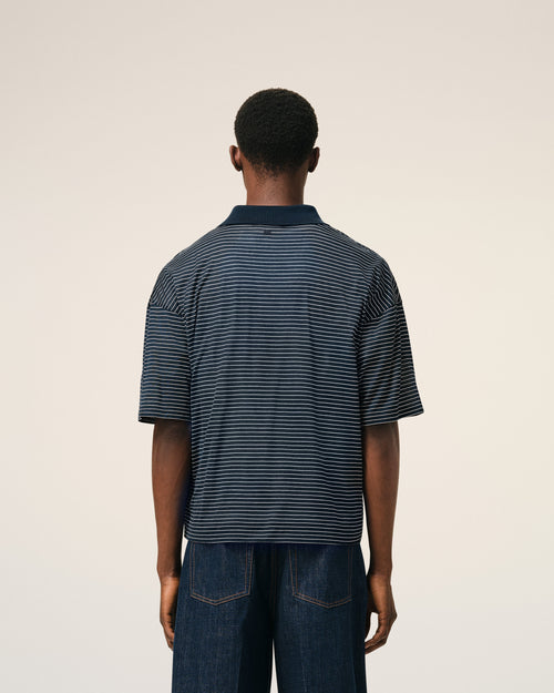 Polo Ami de Cœur de algodón azul a rayas - Hombre - 5 - AMI Paris - Ami Paris