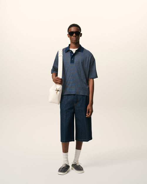 Blue Cotton Striped Ami De Coeur Polo - 1 - Ami Paris