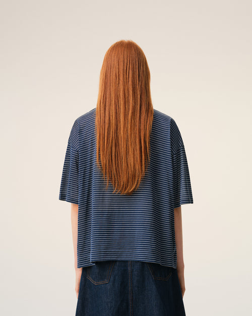 Blue Cotton Striped Ami De Coeur Polo - 11 - Ami Paris