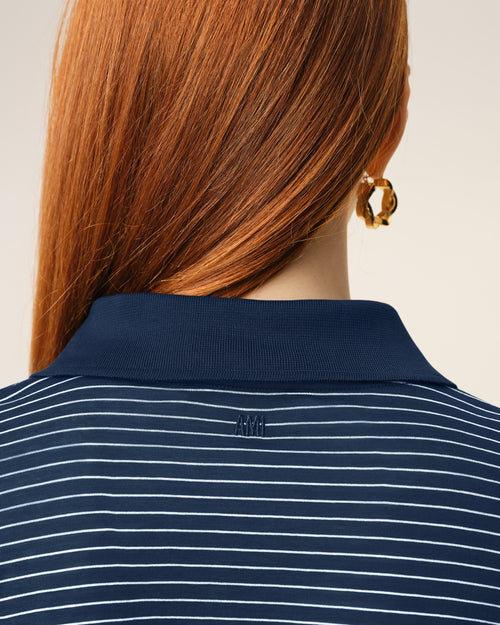 Blue Cotton Striped Ami De Coeur Polo - 10 - Ami Paris