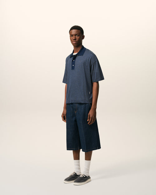 Blue Cotton Striped Ami De Coeur Polo - Man - 6 - AMI Paris - Ami Paris
