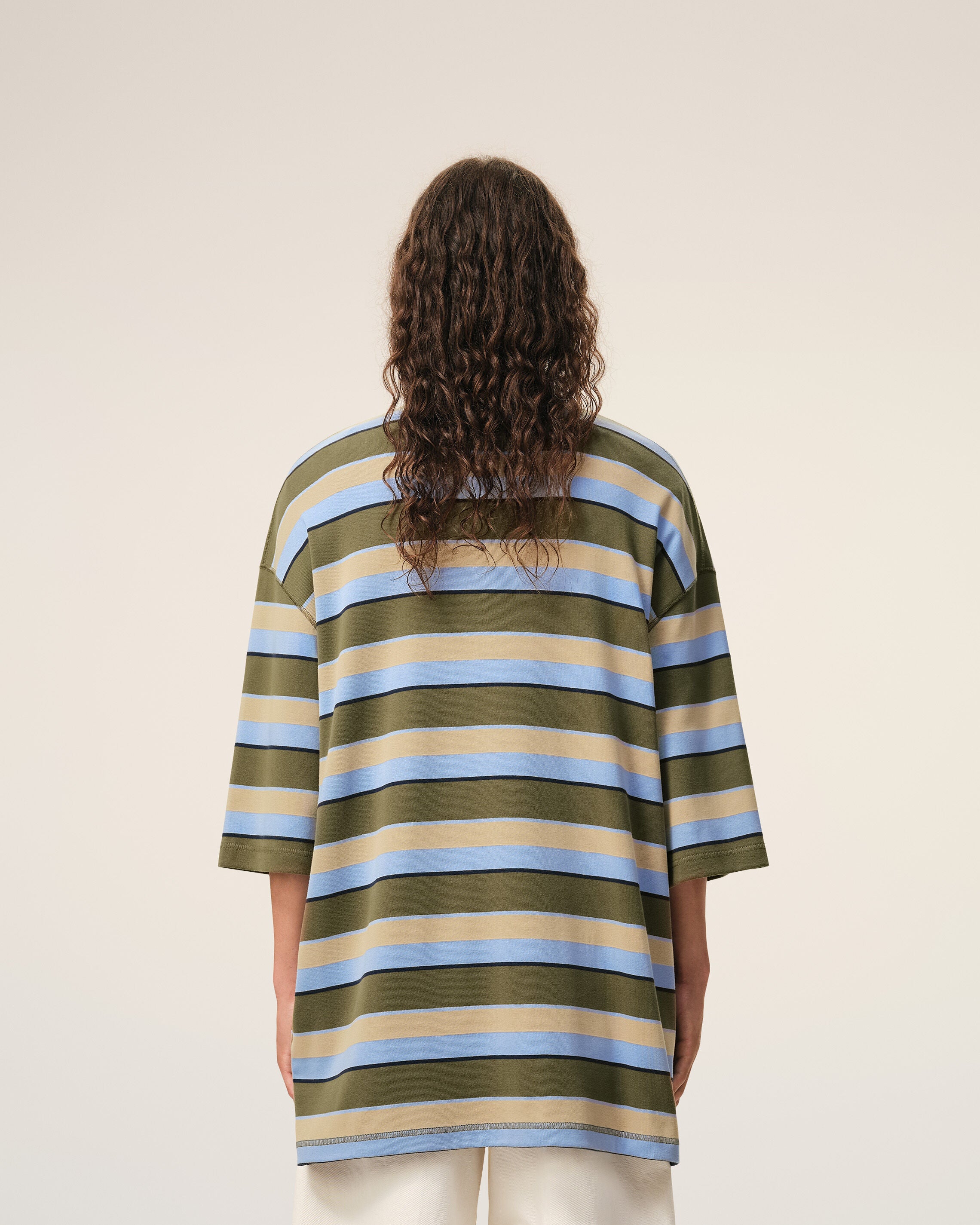 Blue Striped Cotton Ami Patch Polo - 5