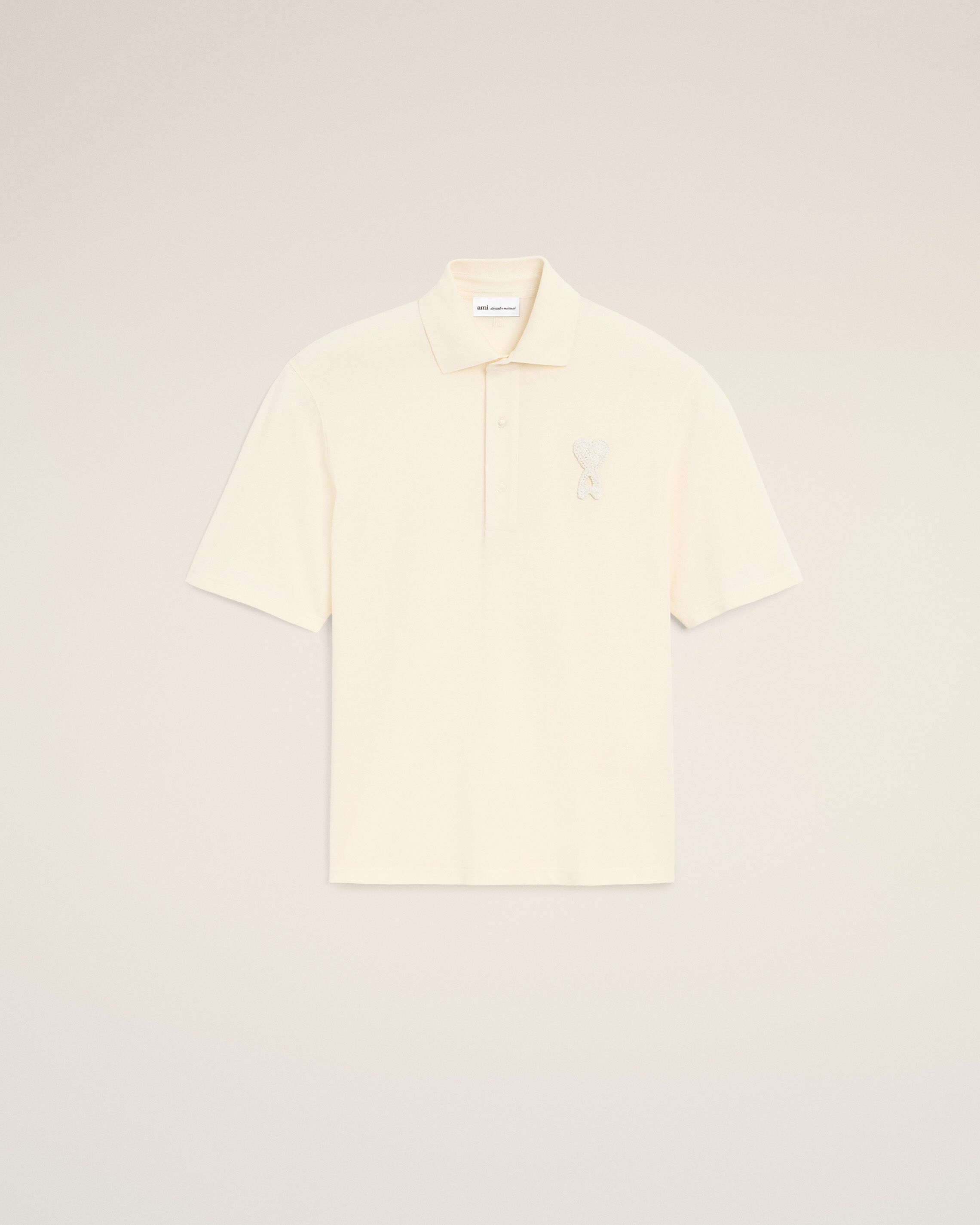 White Cotton Ami De Coeur Knitted Patch Polo - 1