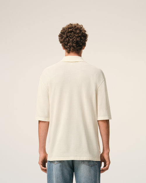 White Cotton Ami De Coeur Knitted Patch Polo - 5 - Ami Paris