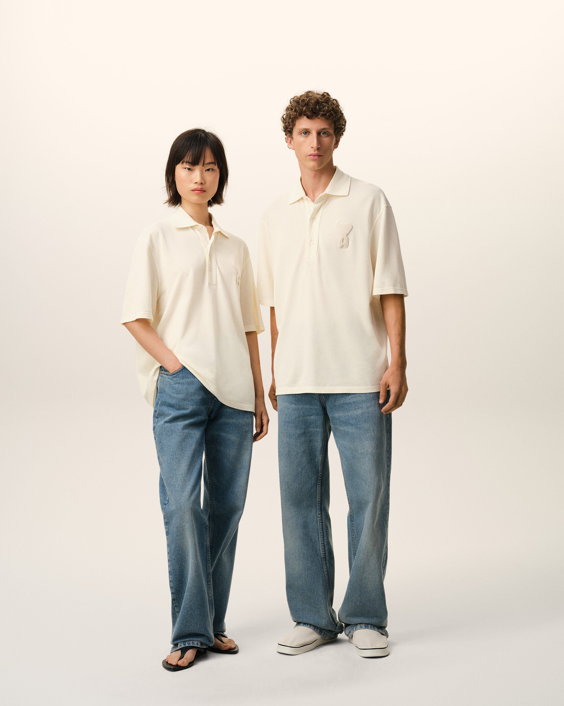 White Cotton Ami De Coeur Knitted Patch Polo - 13