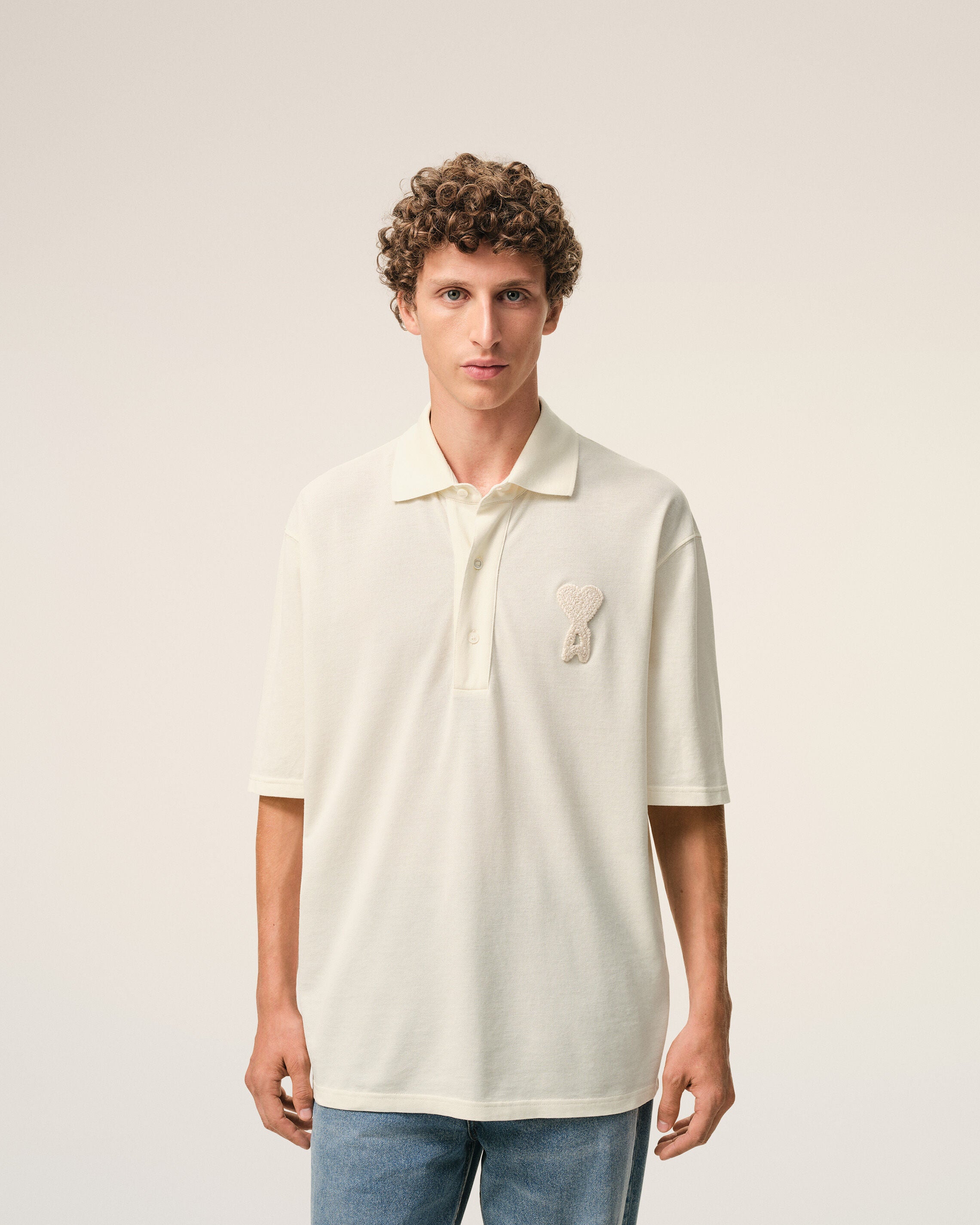 White Cotton Ami De Coeur Knitted Patch Polo - 3