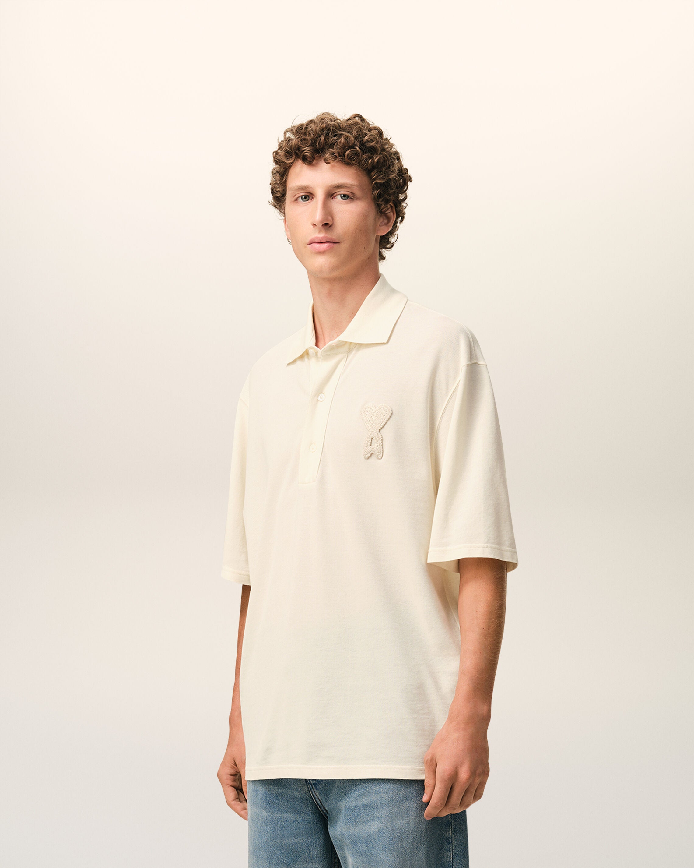 White Cotton Ami De Coeur Knitted Patch Polo - 6