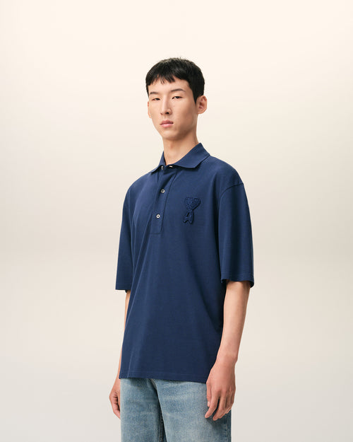 ブルー コットン  Ami De Coeur ニットパッチ ポロ - 男性 - 6 - AMI Paris - Ami Paris
