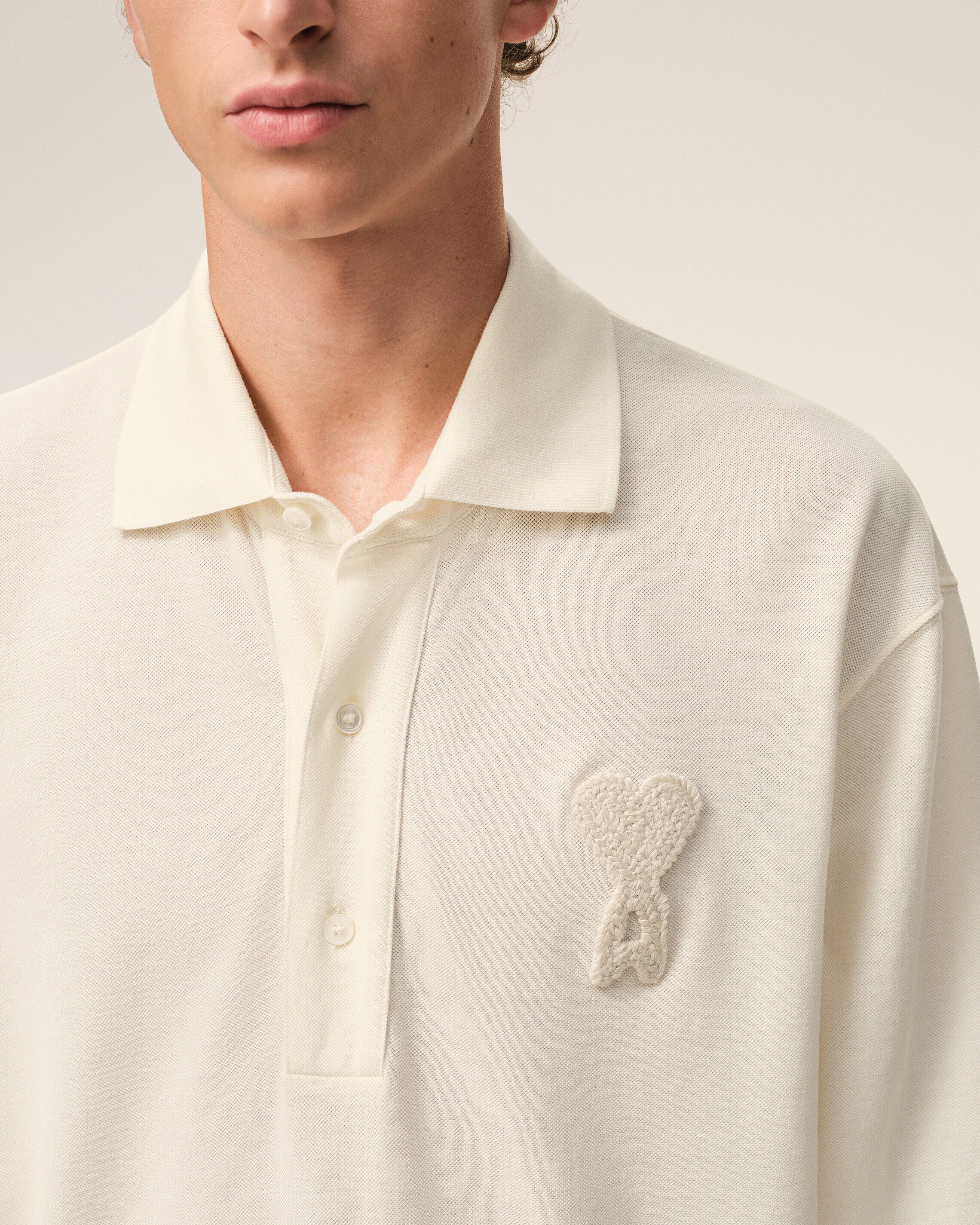 White Cotton Ami De Coeur Knitted Patch Polo - 4