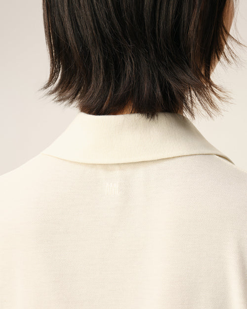 White Cotton Ami De Coeur Knitted Patch Polo - Woman - 10 - AMI Paris - Ami Paris