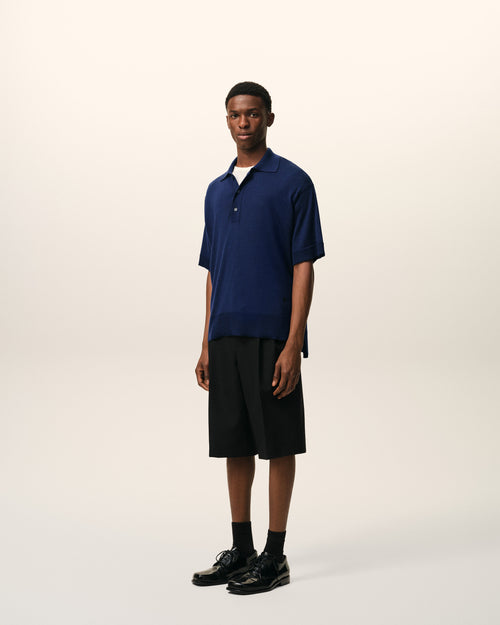 Blue Thin Wool Short Sleeves Ami De Coeur Polo - Man - 6 - AMI Paris - Ami Paris