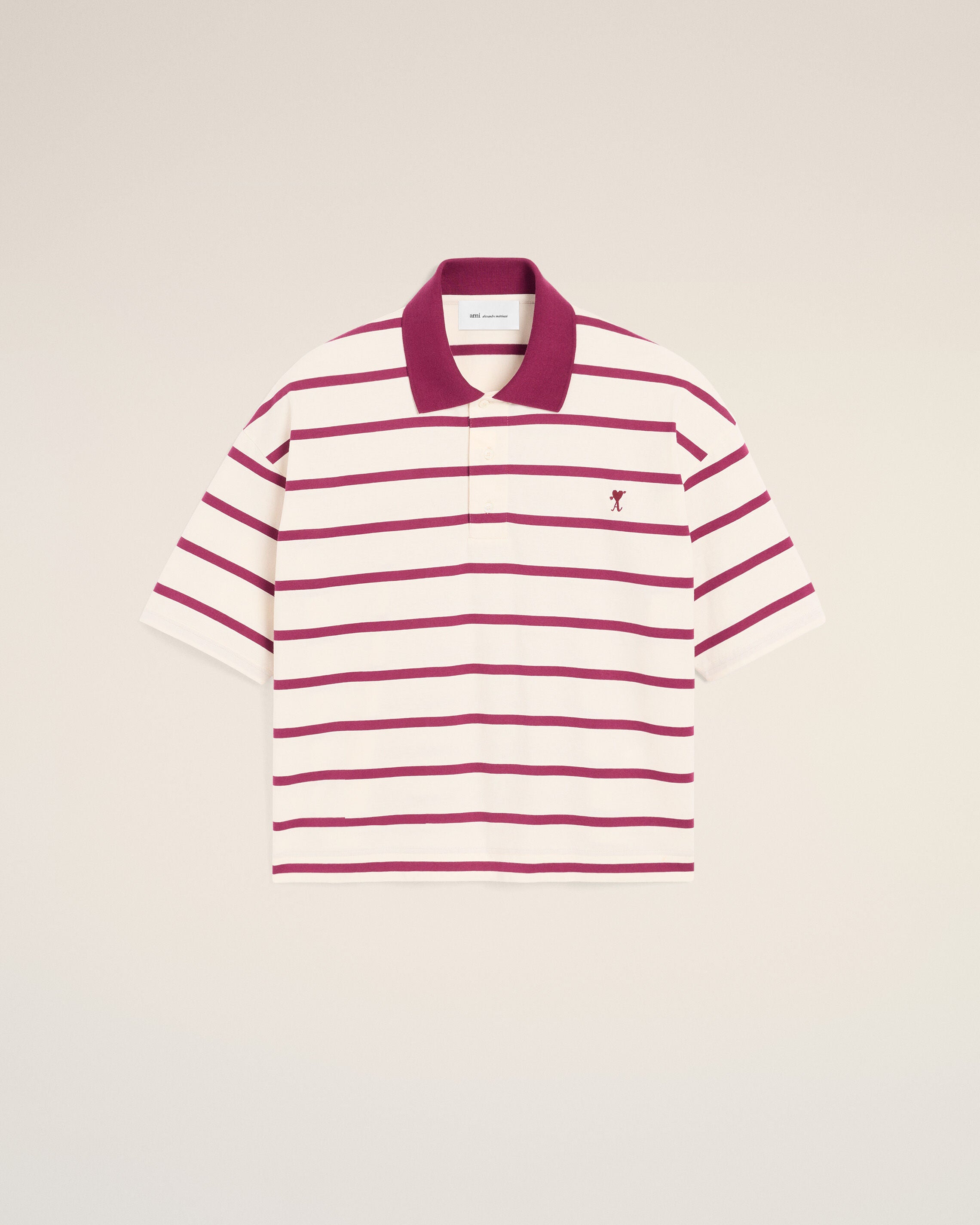 White cotton polo with Ami de Coeur arrow - 1