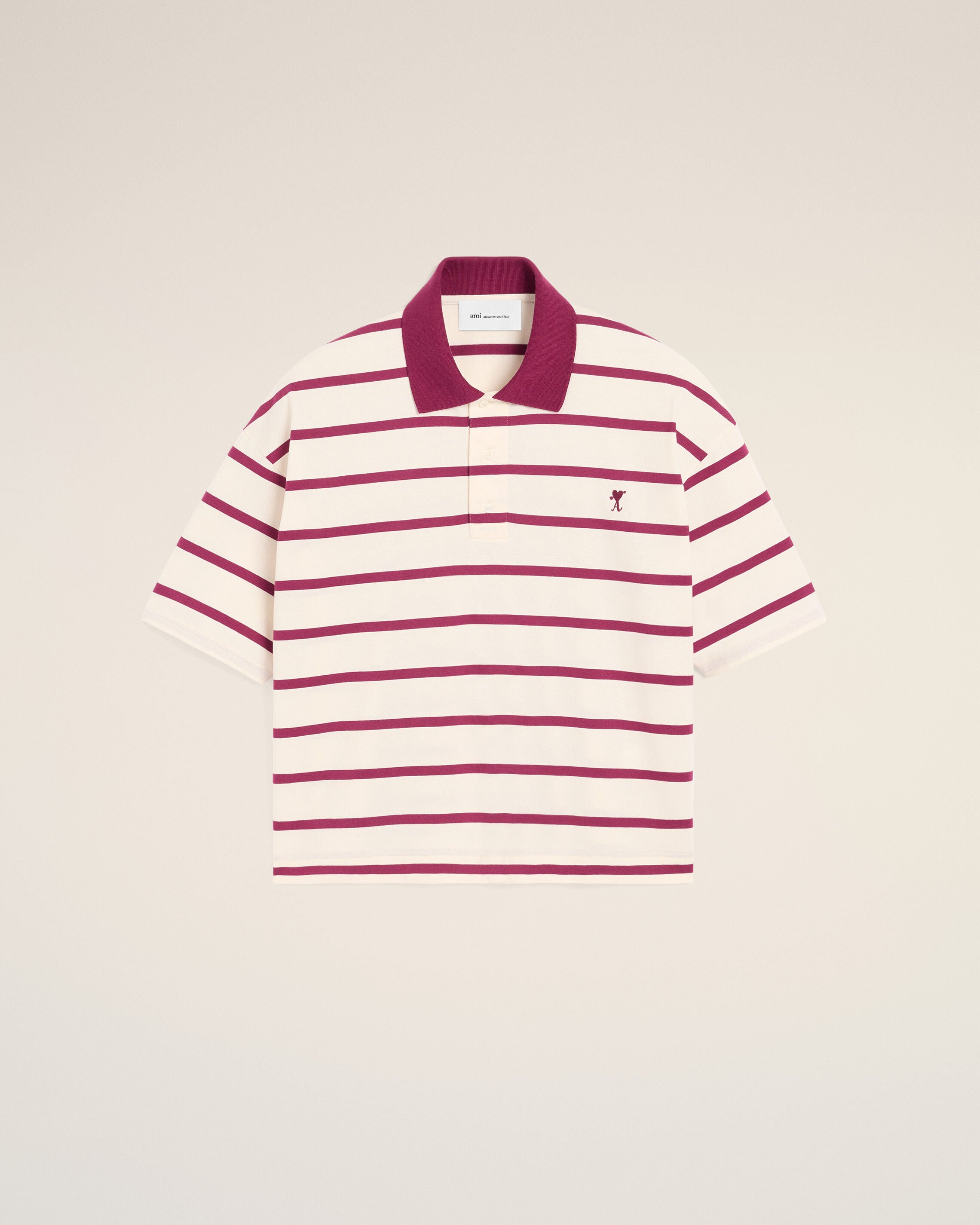 White cotton polo with Ami de Coeur arrow - 1