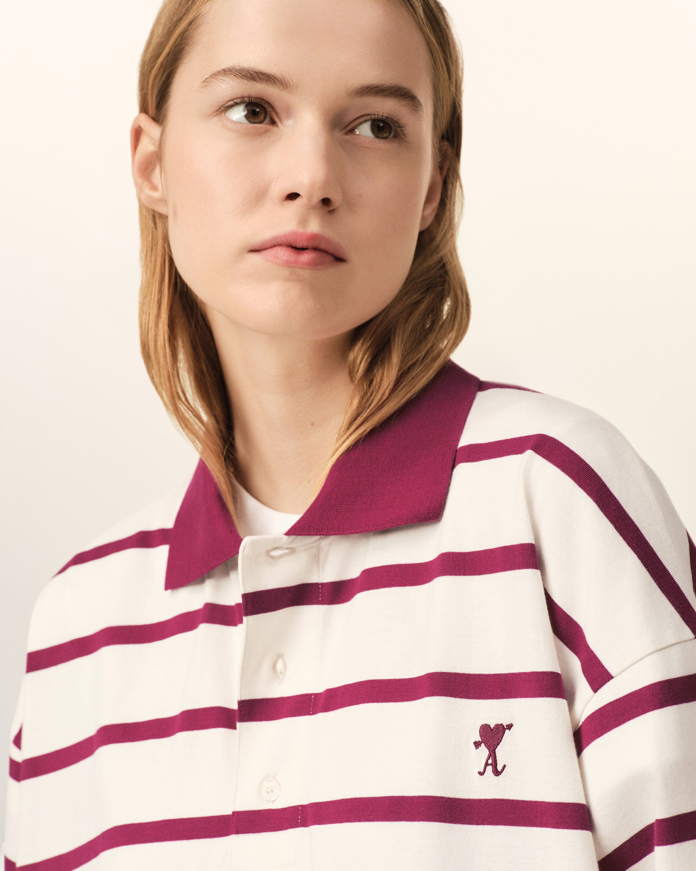 White cotton polo with Ami de Coeur arrow - 10