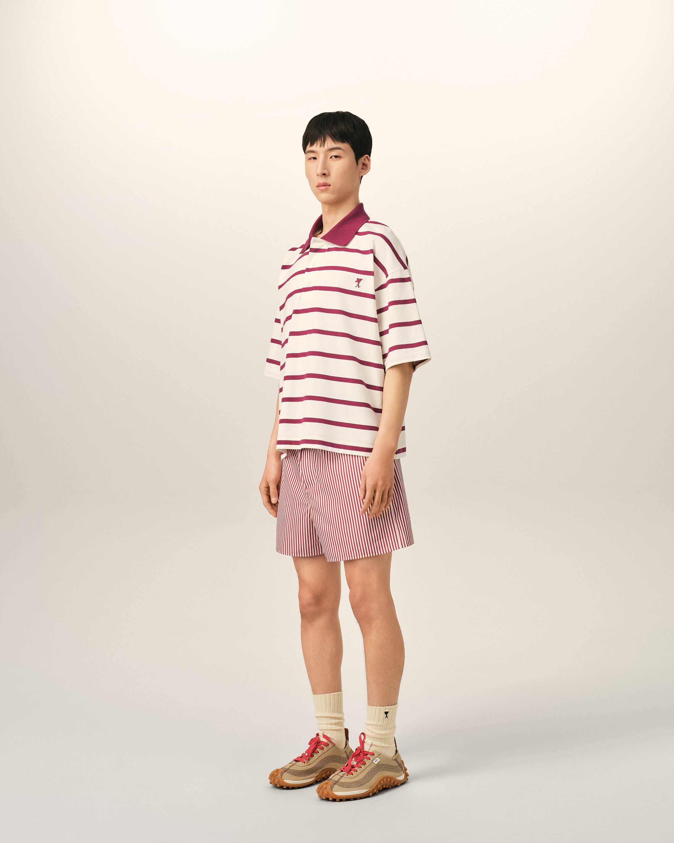 White cotton polo with Ami de Coeur arrow - 6