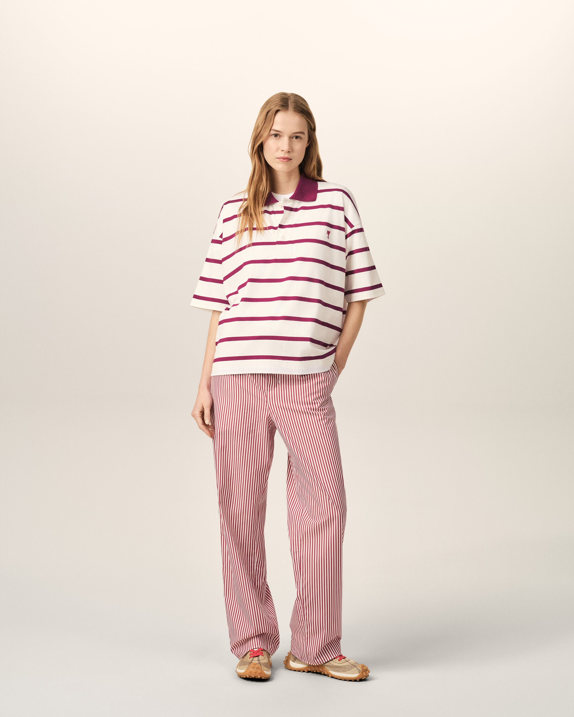 White cotton polo with Ami de Coeur arrow - 9