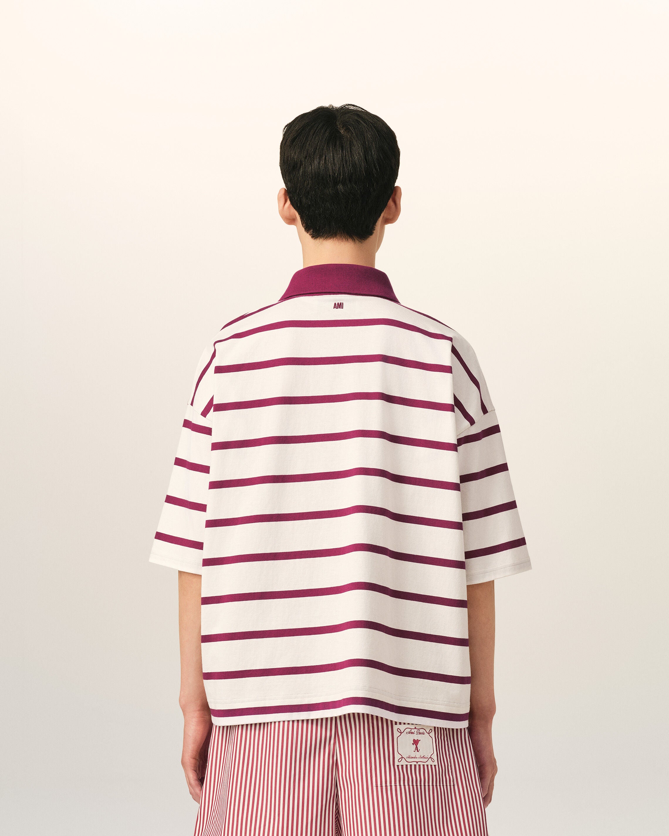 White cotton polo with Ami de Coeur arrow - 5