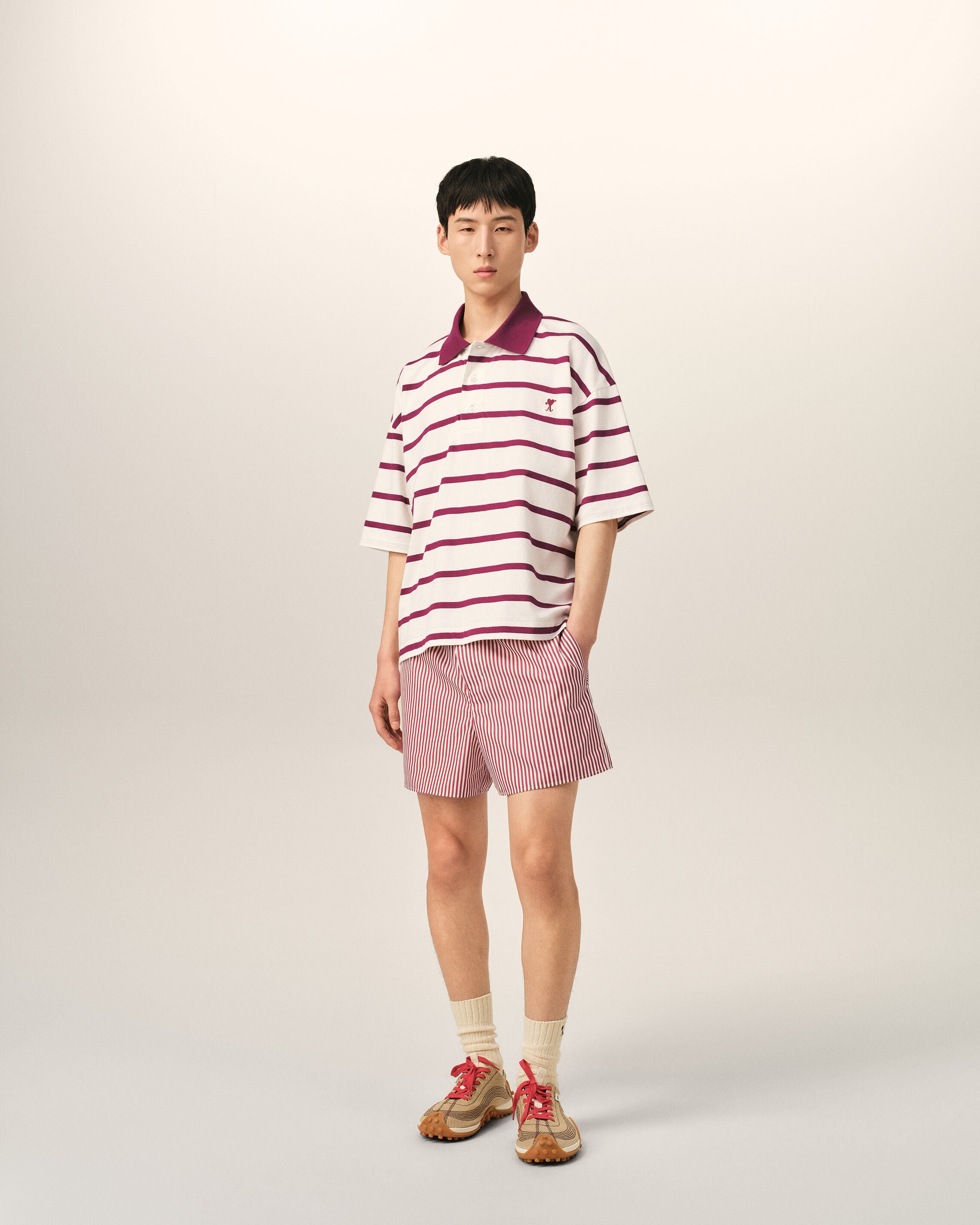 White cotton polo with Ami de Coeur arrow - 3