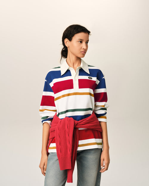 Polo multicolore à rayures en coton patch Ami - 4 - Ami Paris