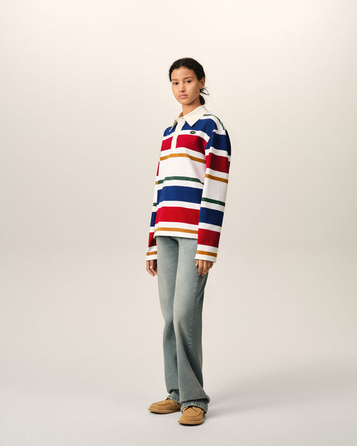 Polo de algodón multicolor a rayas con parche Ami - Mujer - 12 - AMI Paris - Ami Paris
