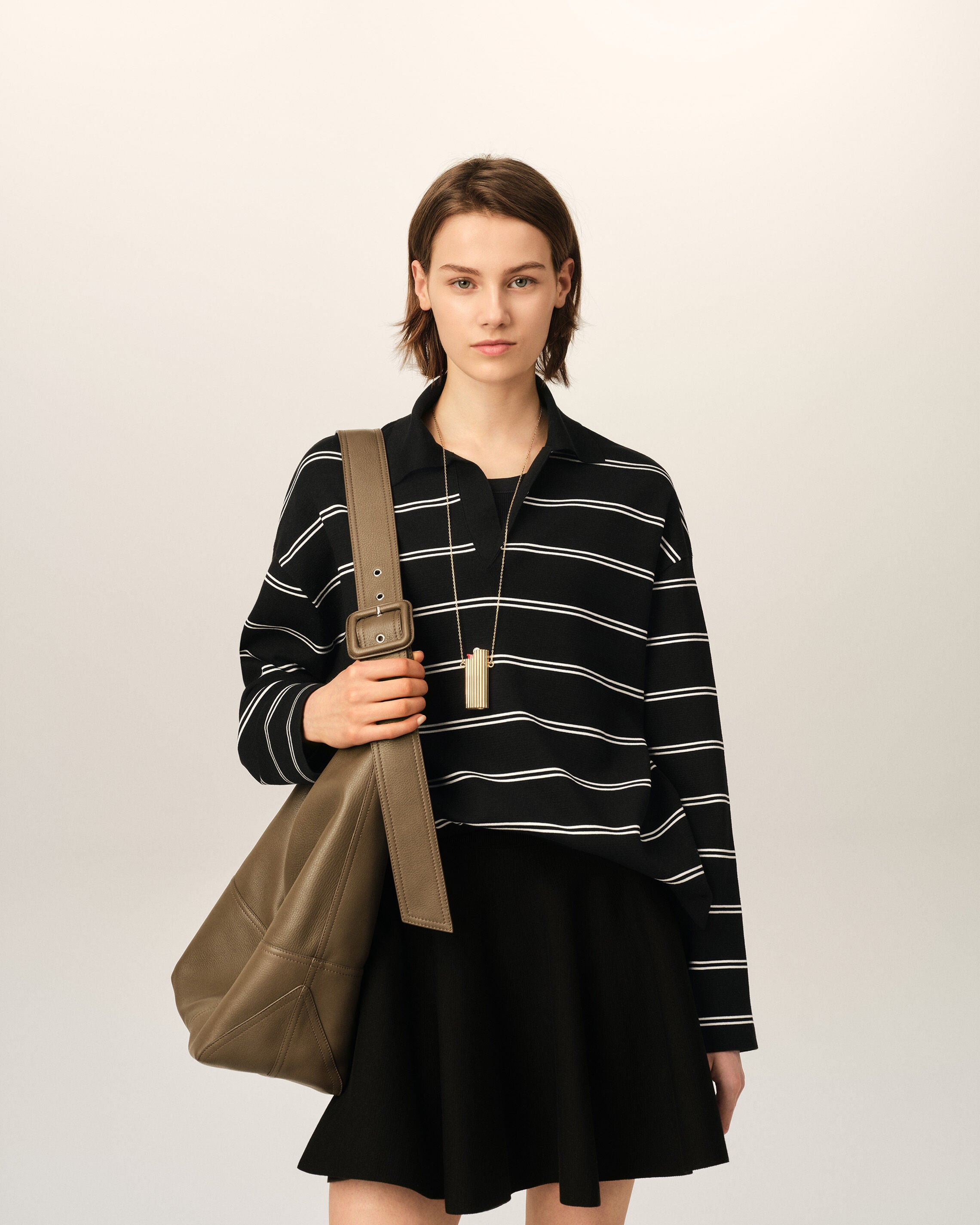 Black striped cotton polo with Ami patch - 8