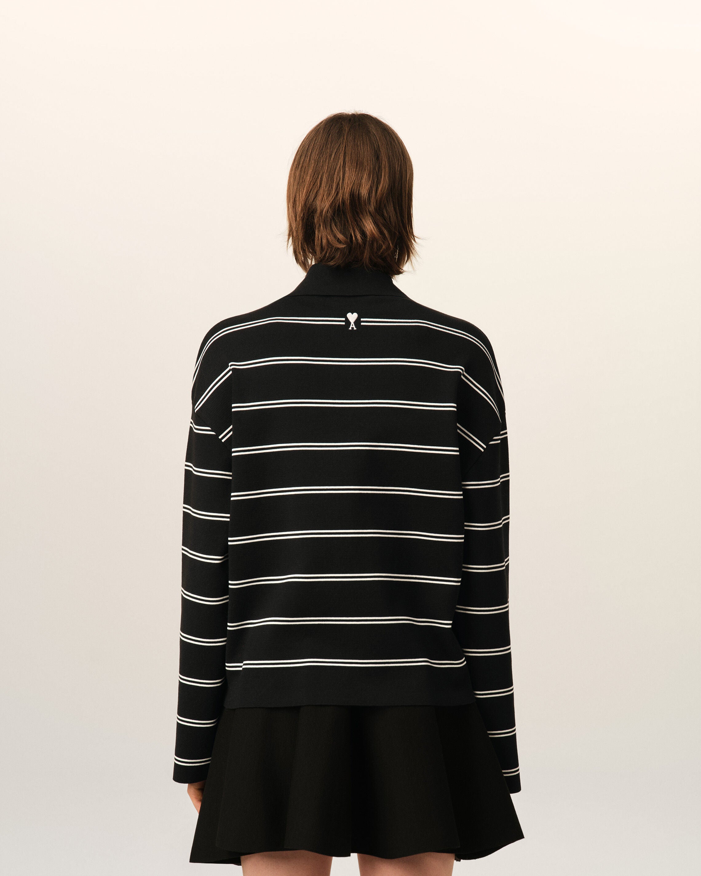 Black striped cotton polo with Ami patch - 11