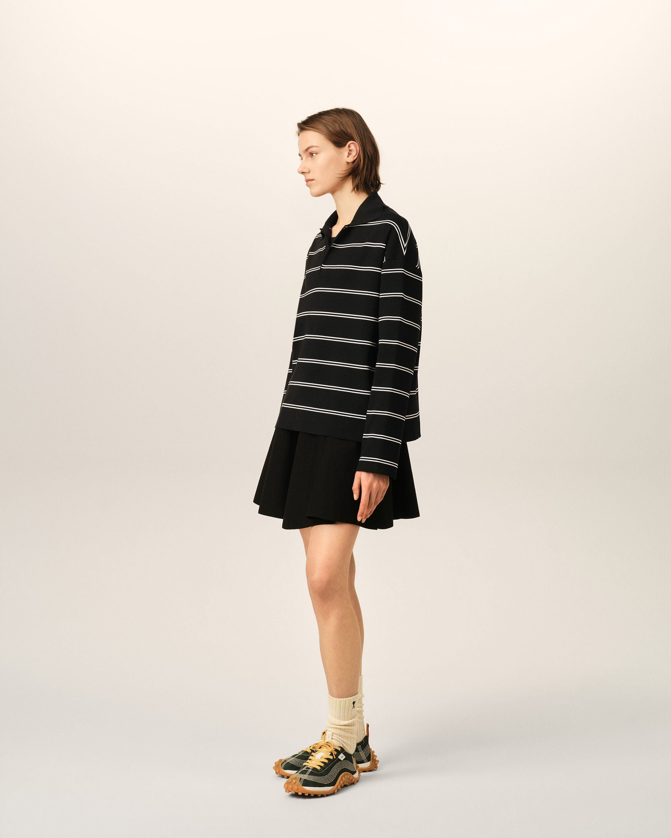 Black striped cotton polo with Ami patch - 12