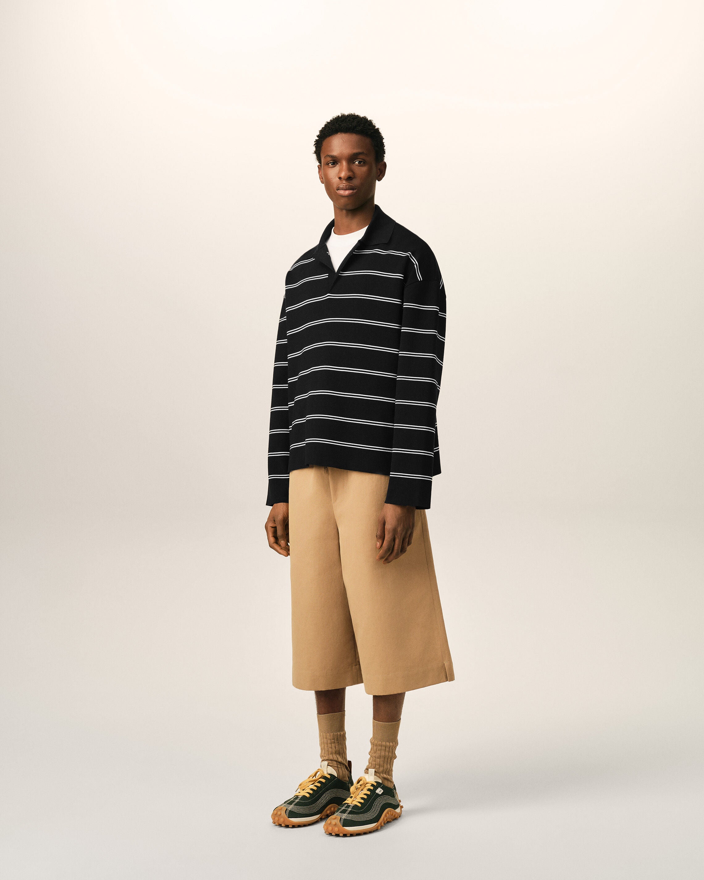 Black striped cotton polo with Ami patch - 6