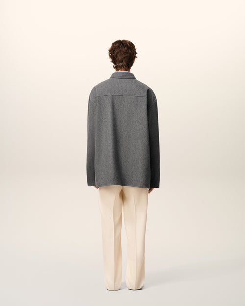 Grey Wool  Long  Sleeves Polo Shirt - 5 - Ami Paris