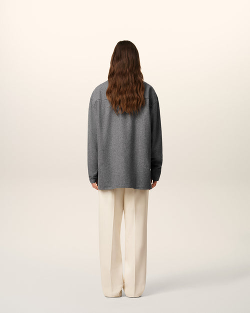 Grey Wool  Long  Sleeves Polo Shirt - 11 - Ami Paris