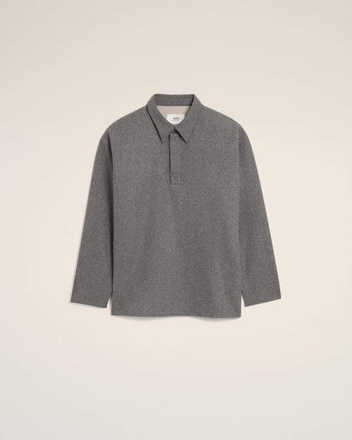Grey Wool  Long  Sleeves Polo Shirt - 2 - Ami Paris