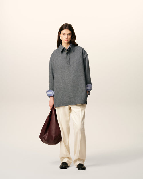                             Polo a maniche lunghe in lana grigia - 3                         - Ami Paris