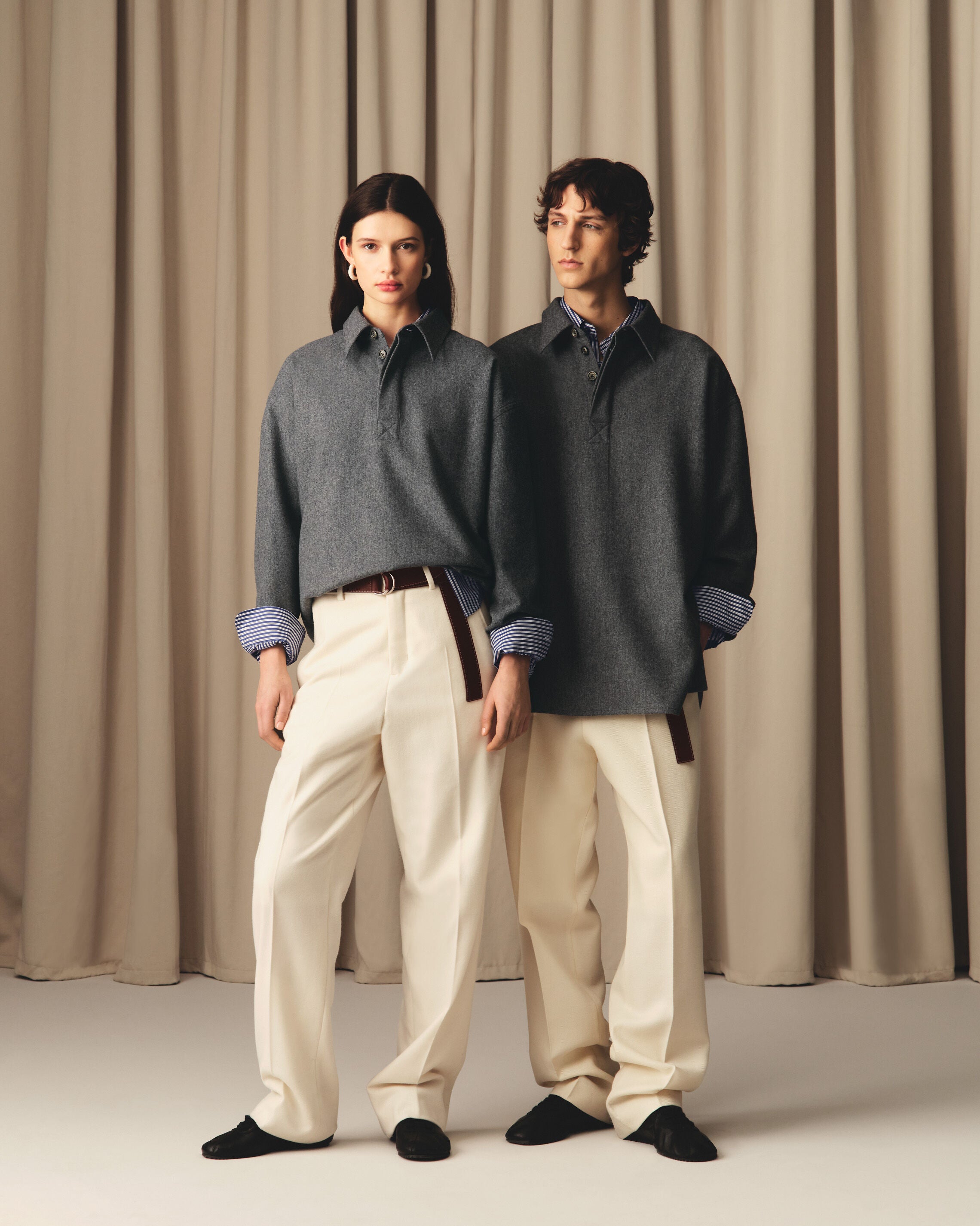 グレー ウール ロングスリーブ ポロシャツ グレー | AMI PARIS