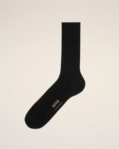                                 Black Cotton Ami de Coeur Plate Socks - 3                             - Ami Paris