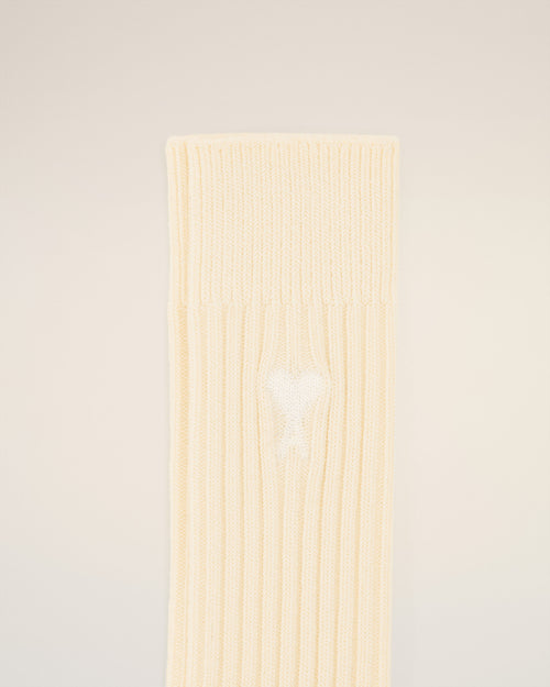 Beige Cotton Ami de Coeur Socks - 3 - Ami Paris