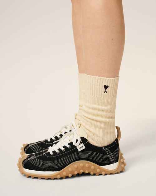                             White Cotton Three Pack  Ami De Coeur Socks - 3                         - Ami Paris