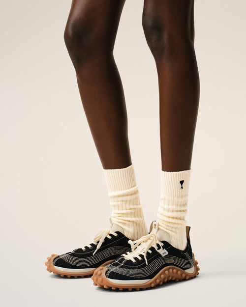                             Cotton Three Pack Black Ami De Coeur Socks - 3                         - Ami Paris