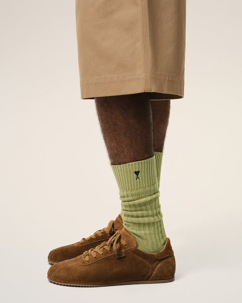 Green Cotton Ami De Coeur Socks - 1 - Ami Paris