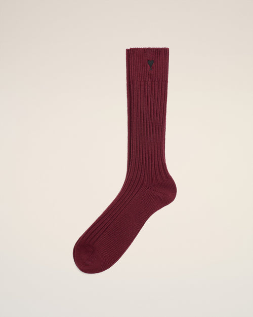                             Burgundy Cotton Ami De Coeur Socks - 3                         - Ami Paris