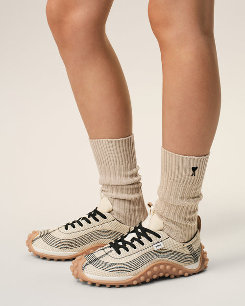 Beige Cotton Ami De Coeur Socks - 5 - Ami Paris