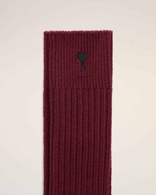 Burgundy Cotton Ami De Coeur Socks - 6 - Ami Paris