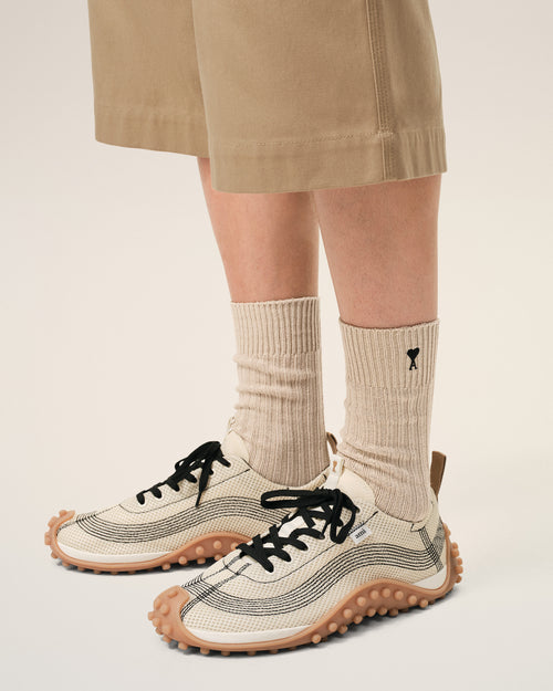 Beige Cotton Ami De Coeur Socks - 2 - Ami Paris