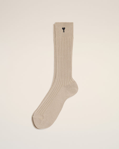 Chaussettes Ami De Coeur Beiges en Coton - 2 - Ami Paris