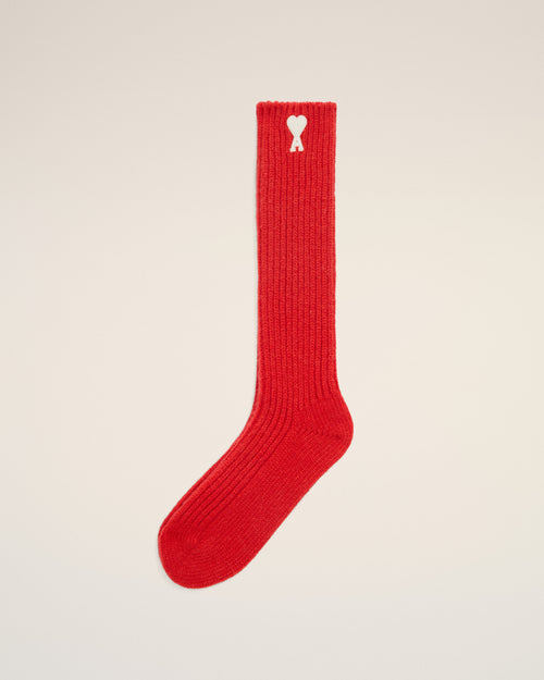 Red Wool Ami De Coeur Socks - 2 - Ami Paris